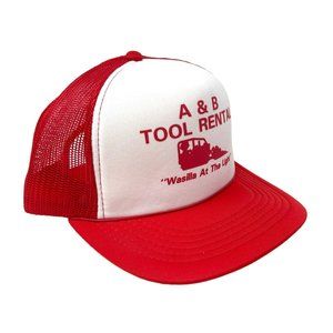 A & B TOOL RENTAL Wasilla At The Light Mesh Back Adjustable Red White‎ Hat Cap